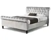 Luxury Silver / Black Crushed Velvet Fabric Sleigh Bed Frame Double / King Size