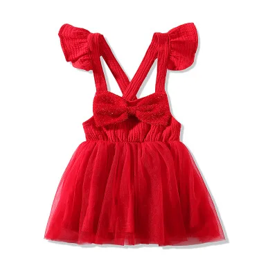 

F10665A Summer fashion baby girl bow mesh princess dress birthday dress, As picture