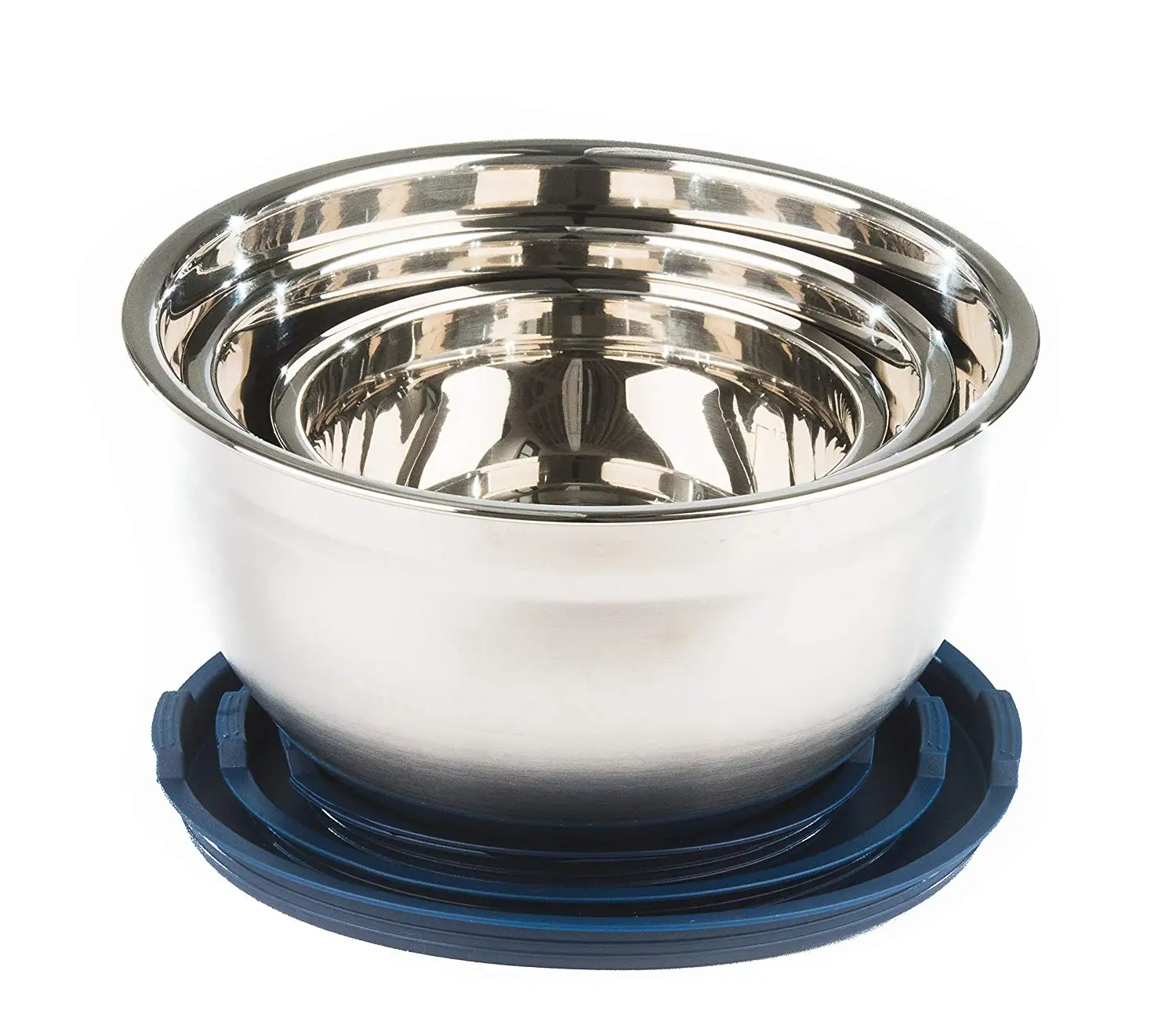 环保定制的3件不锈钢沙拉搅拌碗镶有硅胶底座