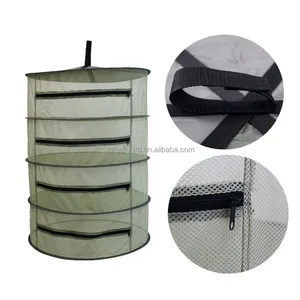 Amazon hot selling Zipper dry net grow tent drying racks/Hanging Round Mesh Herb Dry Net with zipper