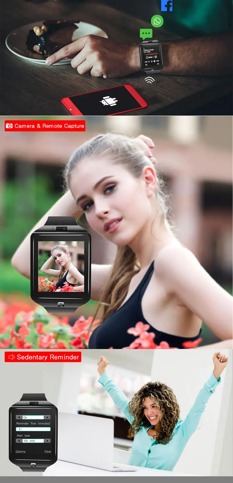 Eonline Smart Watch Men Wrist wireless Watches SIM Sport Smartwatch ios Camera For Apple iPhone Android Phone Xiaomi Watch