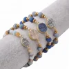 Natural stone beaded colorful titanium coated druzy agate stone bracelet gemstone beaded elastic gold druzy bracelet