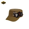 Dark brown sand military cap with three woven label of army cap