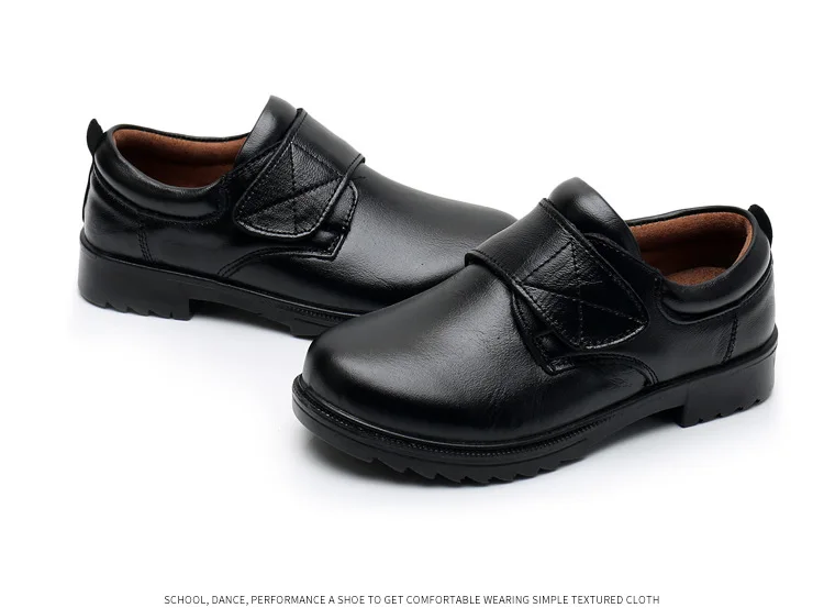Buckle Strap Black Boys Students School Leather Shoes Wholesale China