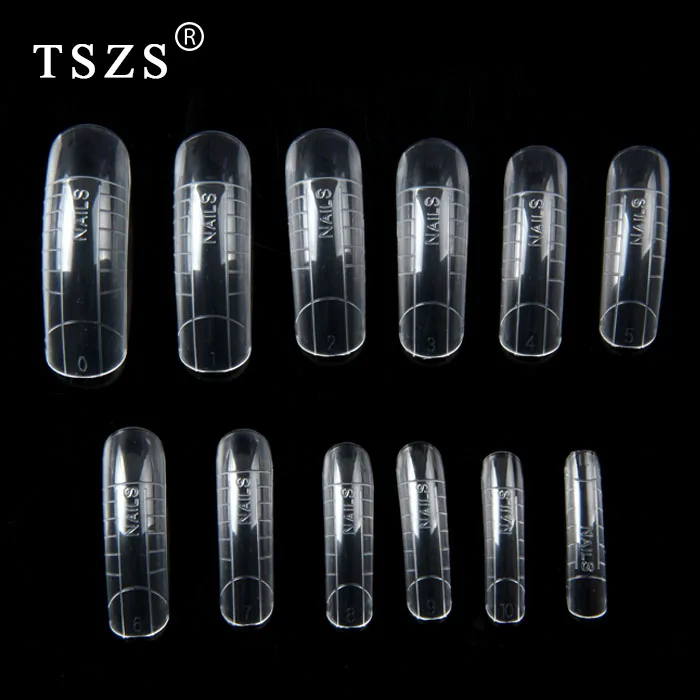 

Stock TSZS best selling products 120PCS false nail art dual nail system form acrylic nails tip, Natural white clear