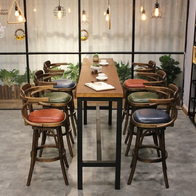 
Bar Chair Design High Swivel Wooden Loft Bar Chair 