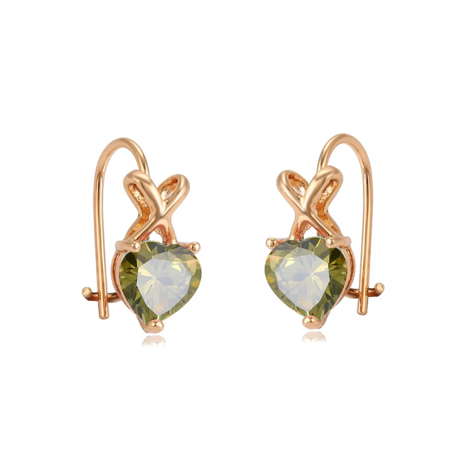 

95031 XUPING fashion copper alloy gold plated heart shape stone earring