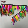 10 Yards Mixed Color Rooster Tail Feather Trim Ribbon For Night Dress Decoration