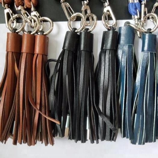 

Wholesale PU leather tassel usb charging and data cable for phone for samung Low processing, Black;blue;brown