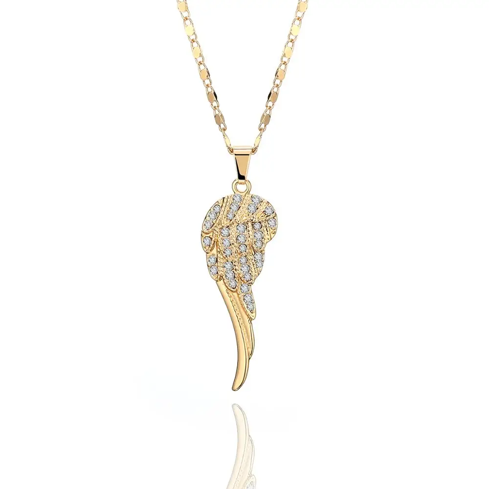 

Elegant Angel Wing Necklace Pendant Gold Rhinestone Women Necklace Fashion Trendy Style Jewelry Romantic Jewelry Gift XL05547, Gold/silver