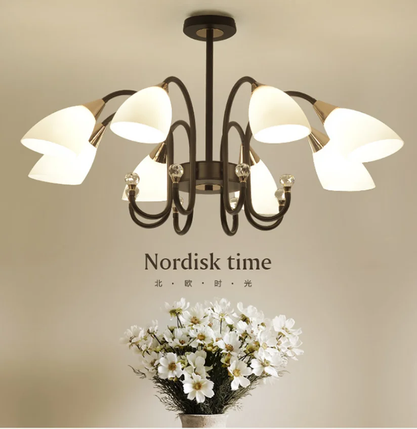 American countryside home villa bedroom dining room table iron crystal chandelier luxury modern