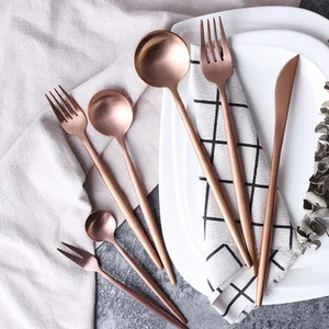 Hot Sale Copper Cutlery Stainless Steel Matte Polish Rose Gold Cutlery