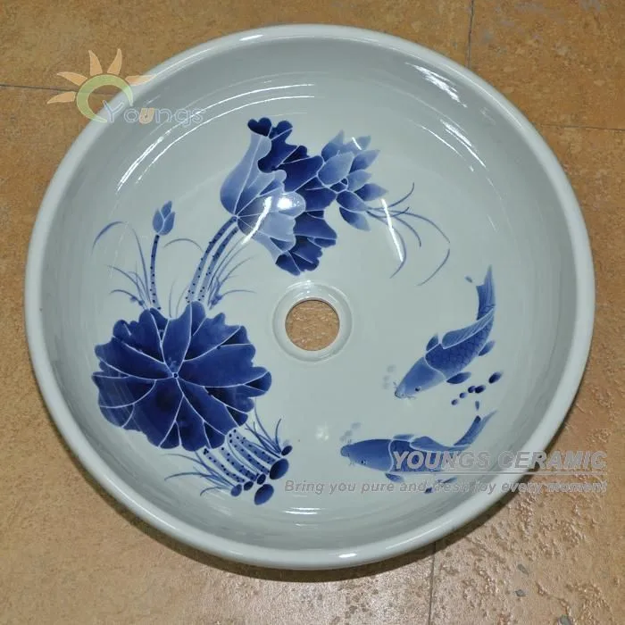 Jingdezhen Handbemalte Blaue Und Weiße Porzellan Keramik Waschbecken