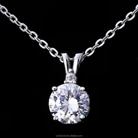 

925 Sterling Silver Round Cut Cubic Zirconia CZ Solitaire Pendant Necklace