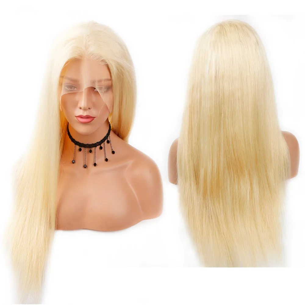 

Glueless 613 Blonde Wigs Silky Straight Brazilian Remy Human Hair lace front Wig 613 Lace Front Human Hair Wig, Can be dyed any color except white