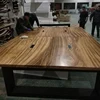 High-grade custom solid wood office tables with live edge + iron legs