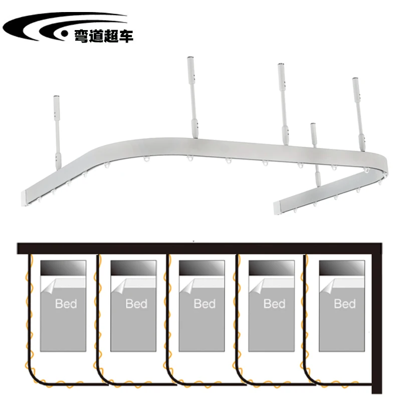 Aluminum Hospital Curtain Rail Hardware Metal Ceiling Mount