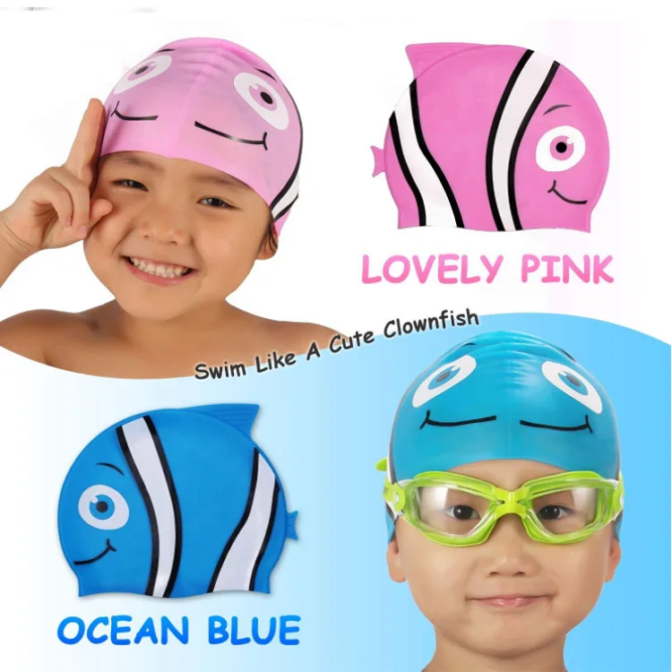 Start Smart Kids Fun Waterproof Custom Silicone Swim Cap for Boys and Girls