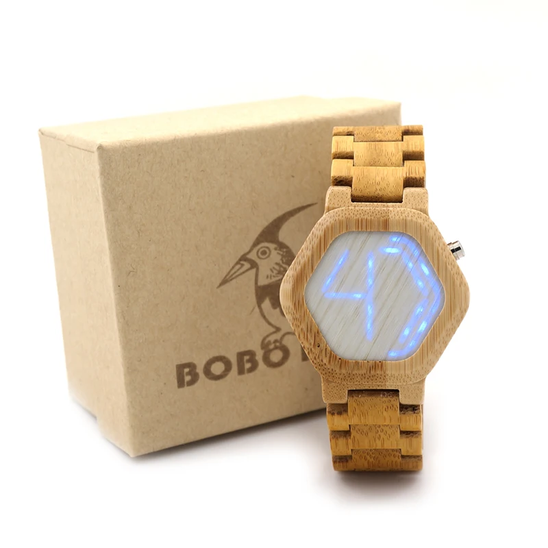 wooden digital watch