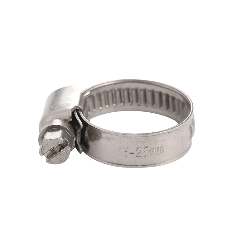 
China Factory Stainless Steel American Worm Type Hose Clamp European Type Perforated Band Heavy Duty High Pressiure Pipe Clamp 