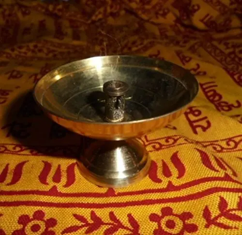 Artcollectibles India 2 Vtg Brass Diya Akhand Jyot Hindu Havan Religious Item Aarti Diwali Puja Kuber