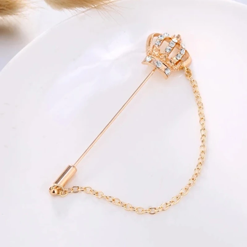 

YWMT 2018 Wholesale Elegant Men Women Jewelry Wedding Crystal Crown Brooches, Gold