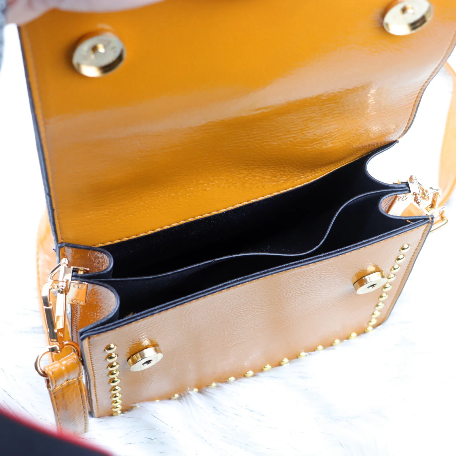 ANGEDANLIA square tan leather bag on sale for work-6