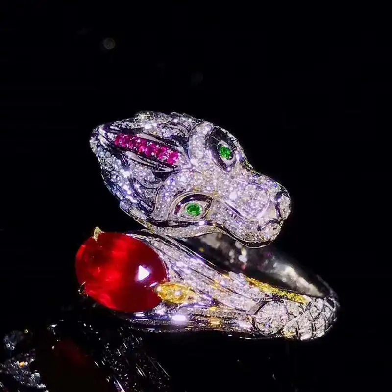 

China gemstone factory wholesale jewelry 18k gold South Africa real diamond natural unheated pigeon blood ruby ring for women