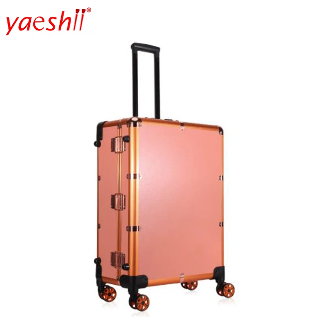 

Yaeshii professional aluminum Beauty Box Vanity Toiletry Studio lighted rolling trolley makeup case with lights and mirror, Rose gold