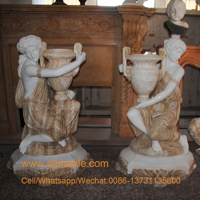 
Decorative Mix Color Marble Lady Holding Vase Statue 