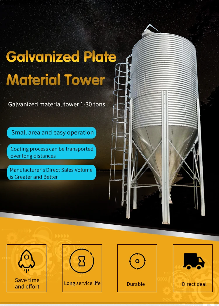 Galvanized Feed Bins Or Feed Tower For Pig Farm Project Grain Storage Silo Buy Poultry Farm