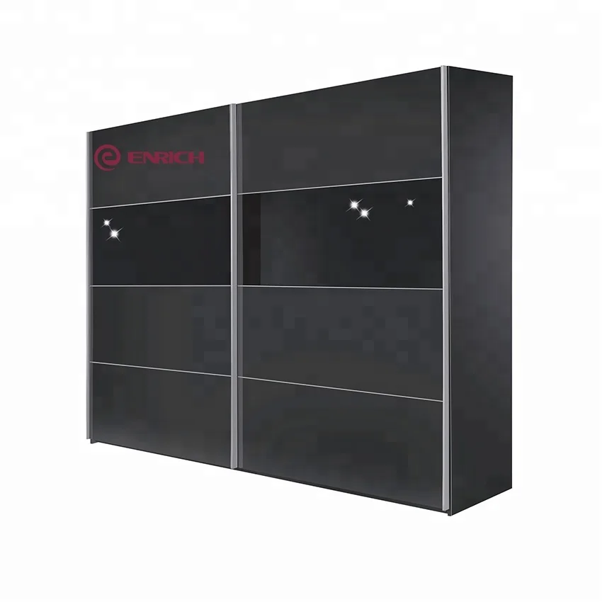 China High Quality Wardrobe Design For Bedroom Black Gloss Sliding