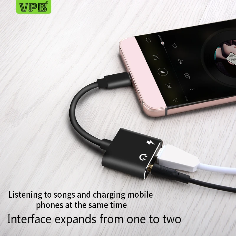 

VPB Type-c Interface portable earphone data cable headphone adapter line charging and listen two-in-one adapter line wholesale