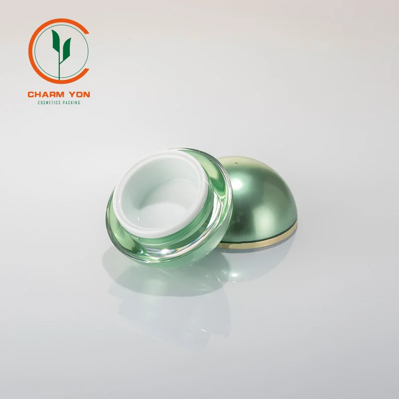 
Guangzhou wholesale green ball shape Acrylic Cosmetic empty container 15g Eye Cream Jar for Cosmetic Packaging 