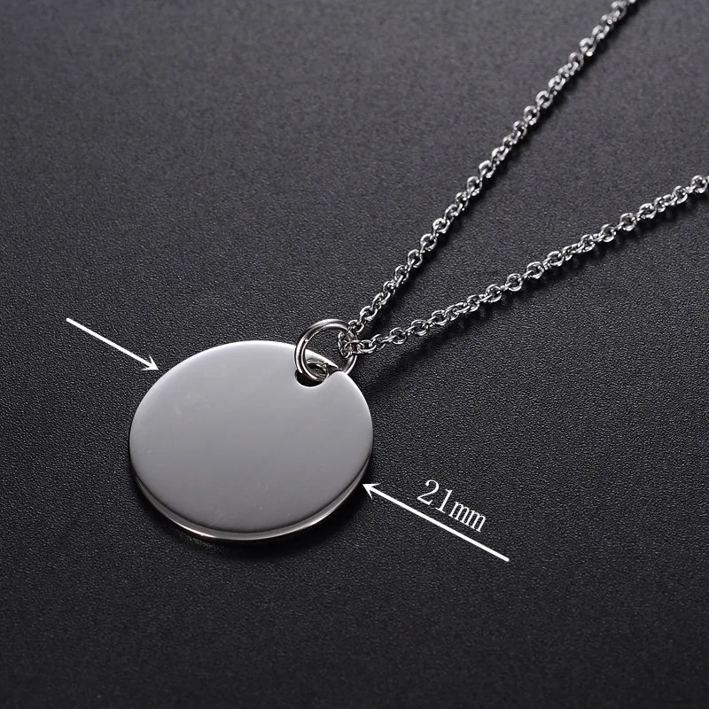 

DIY Blank Laser or Engraved Your Own Words Stainless Steel Round Disc Pendant Necklace
