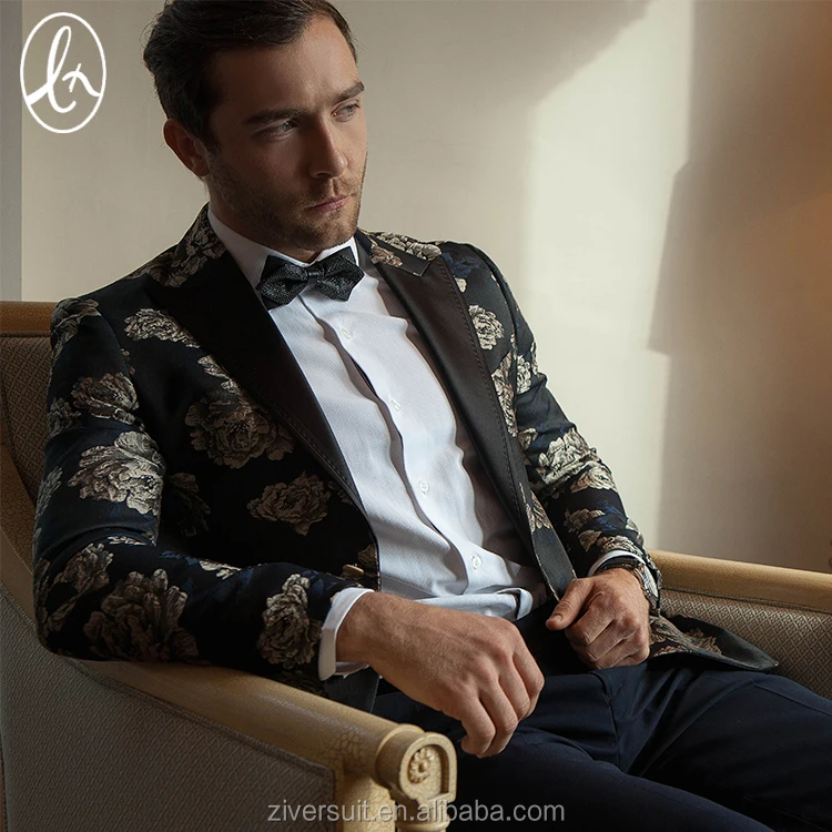 In stock high quality closure collar men slim fit suits