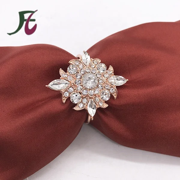 

High quality duplicate ancient customs rose gold crystal rhinestone napkin ring