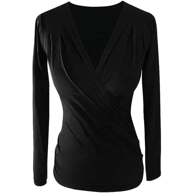 
Medium long sleeve v-neck latin ballroom dance top woman 
