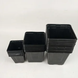 Image of 12PC (7X7X7CM) ,9PC (9X9X10CM), 5PC (11X11X12CM) Plastic Square Plant Flower Nursery Seedling Pot