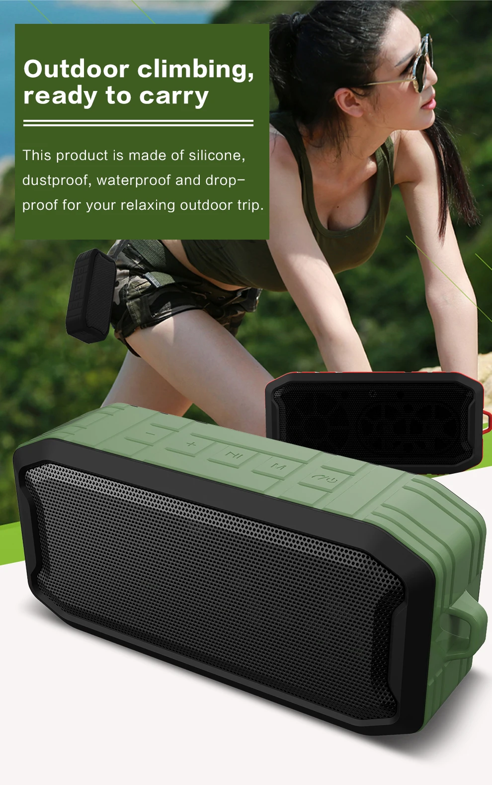 Portable Speaker Waterproof Bluetooth Speaker Outdoor Subwoofer Bass Wireless Speakers Loudspeaker - ANKUX.COM