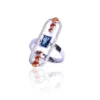 Feemod jewelry white gold plated engagement rings square sapphire and ruby gemstone cubic zirconia wedding bands size 7