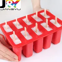 

10 cavity silicone Popsicle Molds,plastic Homemade Ice Pop Molds with 12 Pcs Wooden Sticks