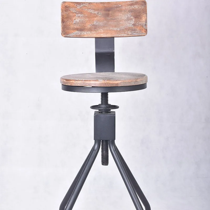 Vintage Wooden Bar Stool Set With Adjustable Screw Mechanism Buy