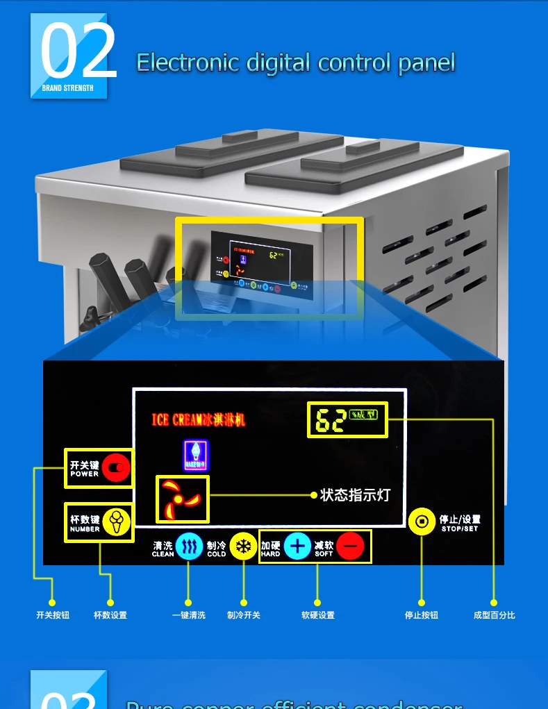 Commercial 3 flavor soft serve ice cream machine factory price