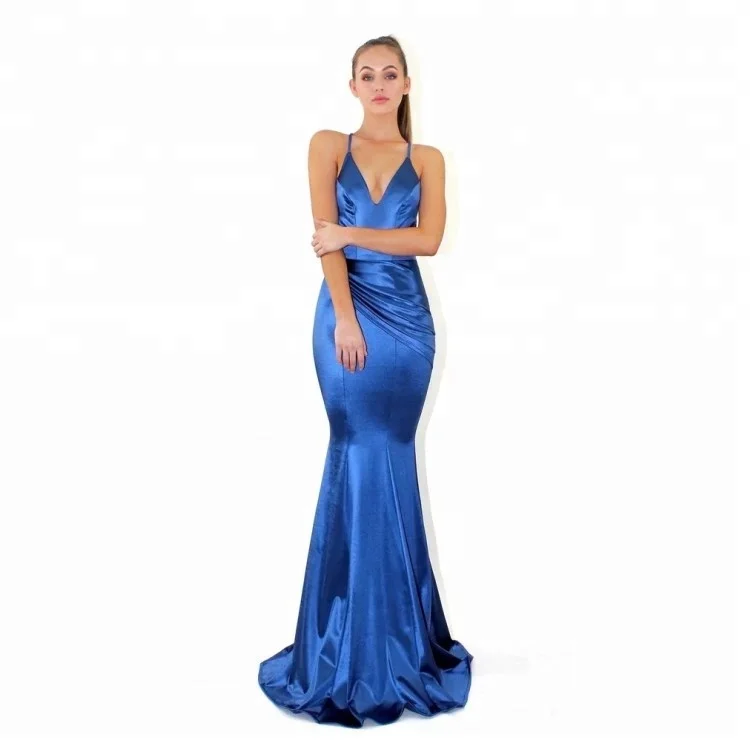 

Dropship Women's Sexy Backless Deep V Neck Mermaid Evenining Maxi Dress Long type
