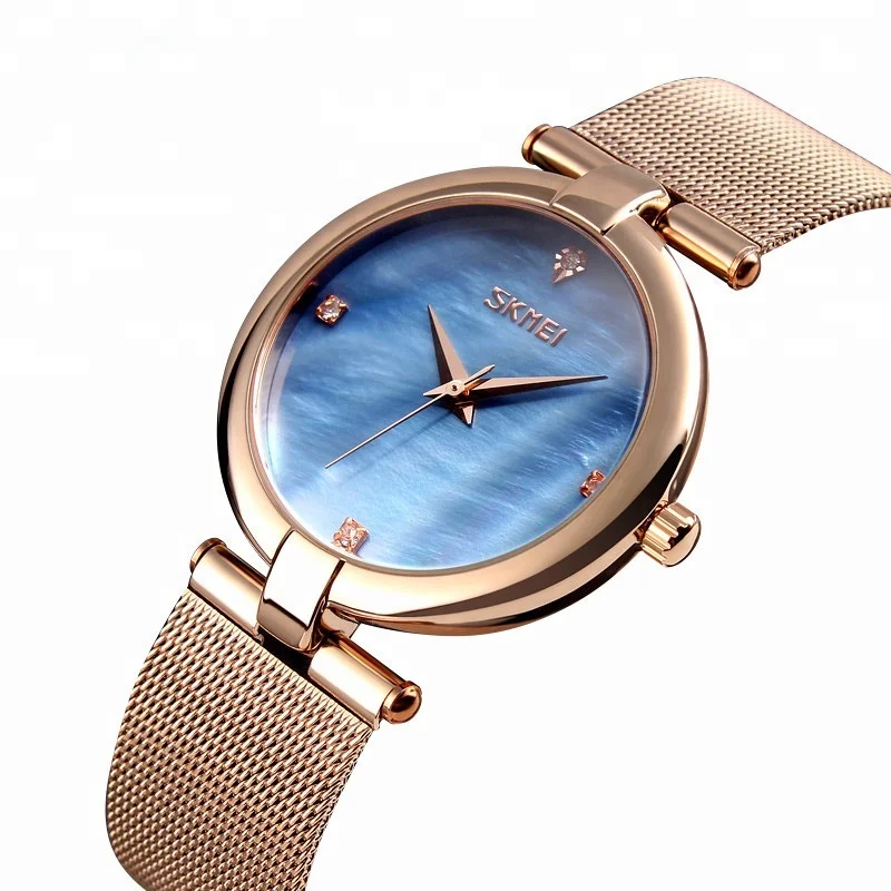 

skmei 9177 simple style stainless steel strap womens diamond wrist watch