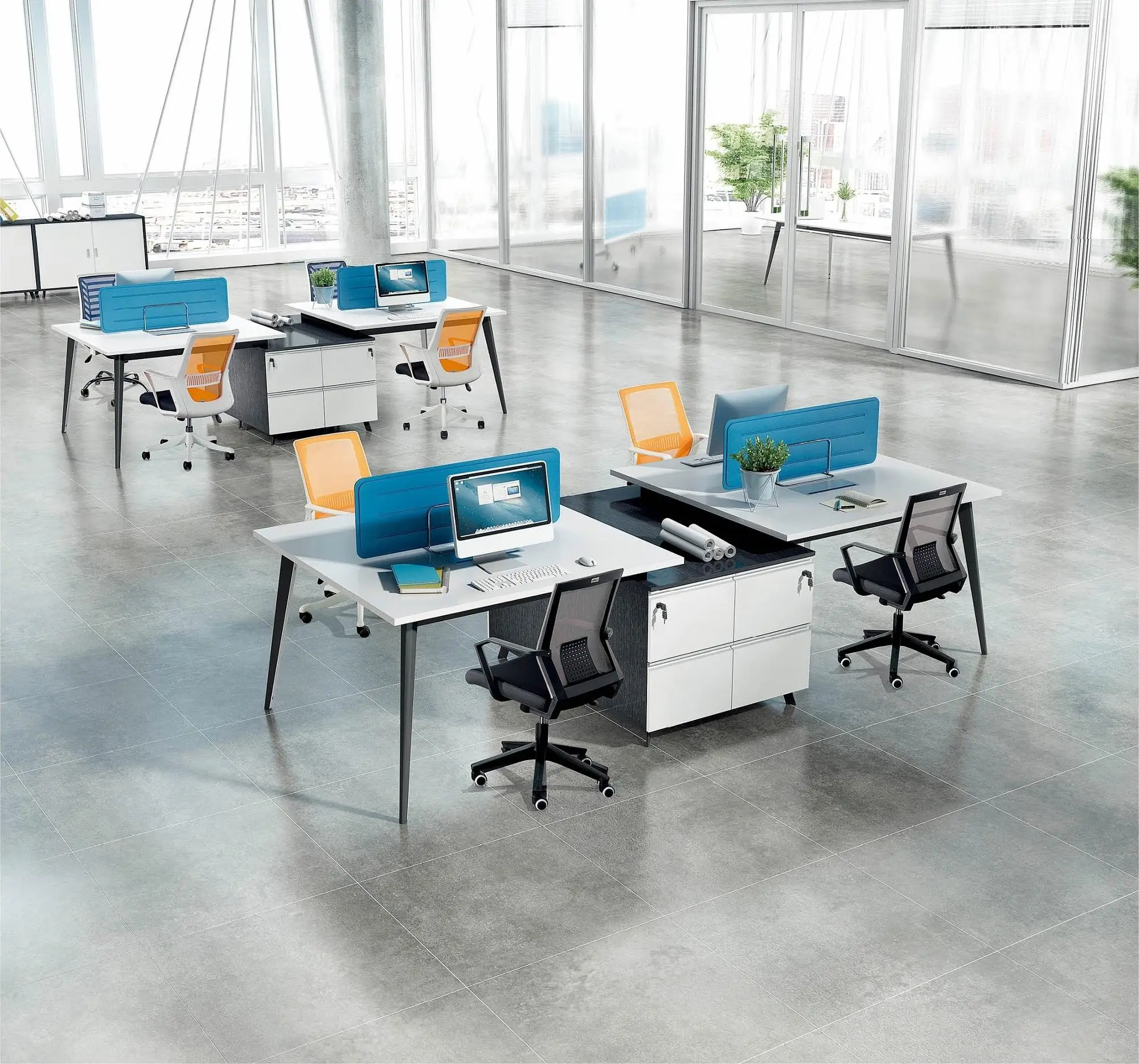 现代模块化办公桌和工作站