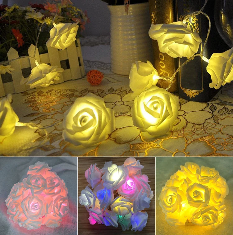 rose flower pvc green led fairy light