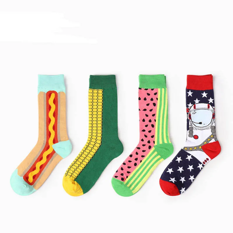 

Multi-Pack Novelty Cool Crazy Corn Astronaut Watermelon Pattern Cotton Comfortable Casual Crew Socks