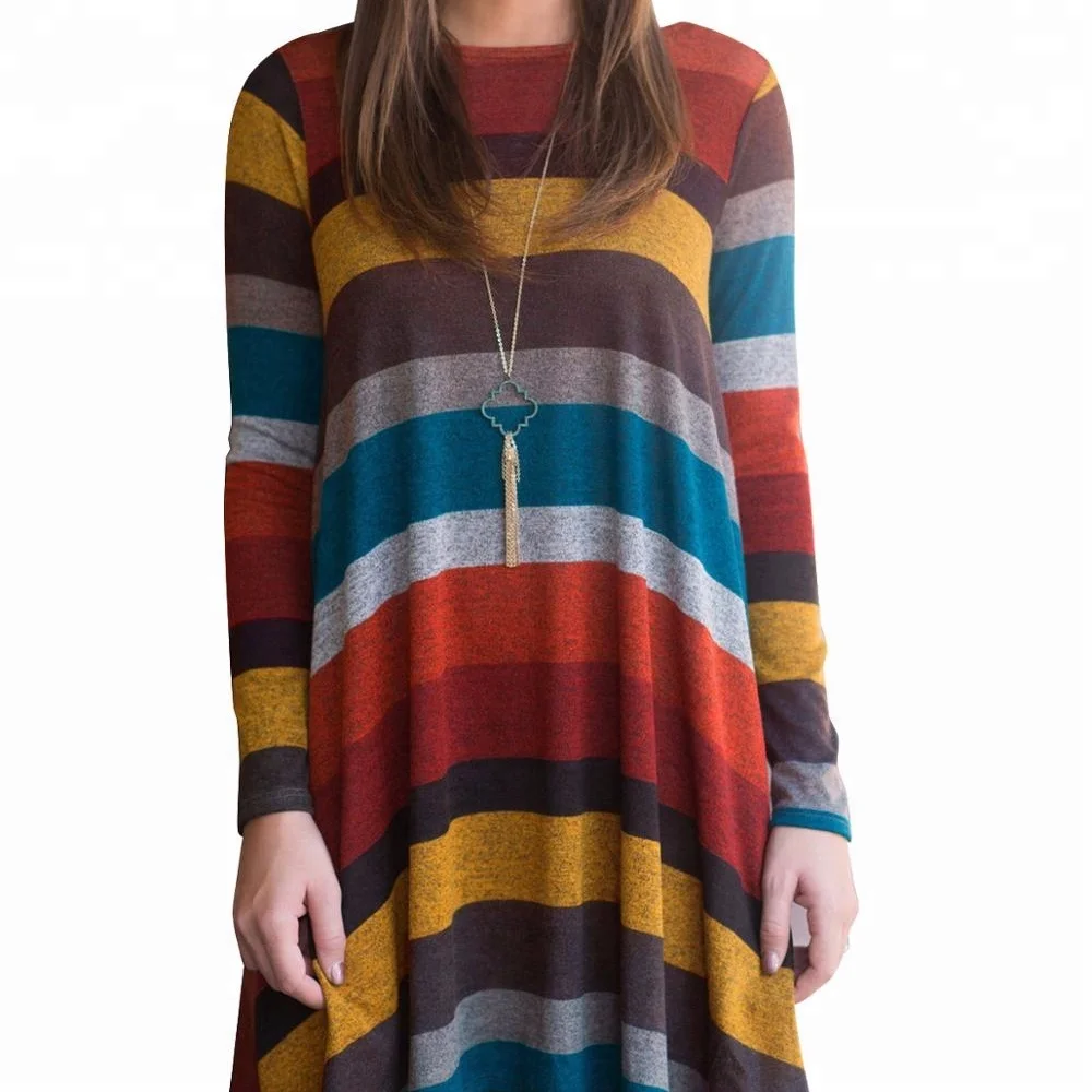 

D11 ashion Long Sleeve Striped Casual Loose Women's Autumn Shirt Swing, N/a
